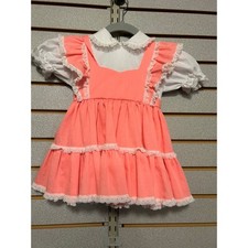 Tiny World Vintage Pink Lace Pinafore Dress and White Blouse Set Toddler Girl 3T