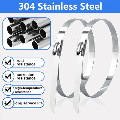 300MM X 4.6MM STAINLESS STEEL METAL CABLE TIES WRAP HEAT EXHAUST ZIP TIE TL