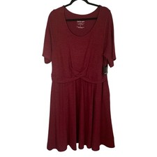 NWT Torrid Red Black Super Soft Plush Dark Red Wrap Waist Skater Dress Size 3X