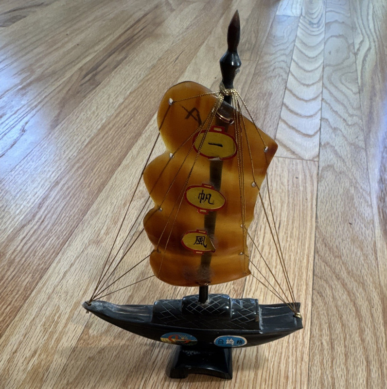Antique Chinese sailboat, hand carved