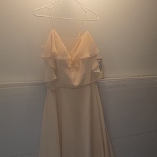 Christina Wu 22883 Champagne Chiffon Sleeveless Bridesmaid Dress Size 12