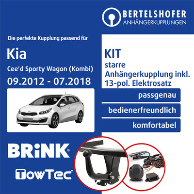 Für KIA Cee'd Sporty Wagon (Kombi) Typ JD 12- AHK starr +13pol spez. E-Satz TOP
