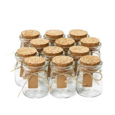Otis Small Glass Bottles - Mini Jars w/Cork Stoppers - Round 100ml Mason Jars...