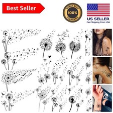13 Sheets of Gorgeous Black Dandelion  Butterfly Temporary Tattoos - Waterproof