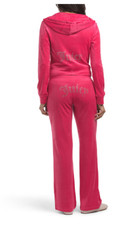 199 NEW NWT JUICY COUTURE Velour OG Bling Tracksuit Set in Vixen Pink Size L
