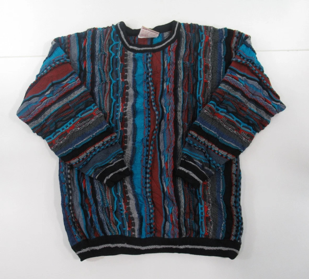 MULCA Men's Pure Wool 3D Knit Multicolor Crewneck Pullover Sweater XL #VT674