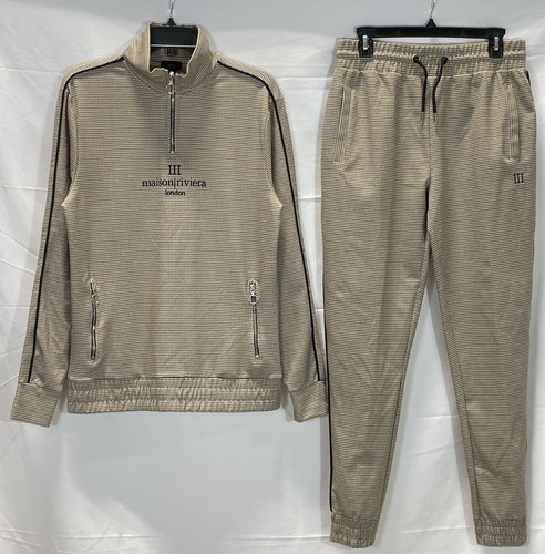 River Island Mens Multicolor Houndstooth Zip Jogger Tracksuit Size Small