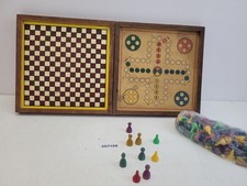 Spiel M&uuml;hle / Dame alt mit Spielfiguren Holz Kunststoff 25,5x25,5cm #267168