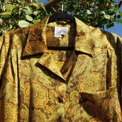 Vintage Alex Silk Blouse Size 6 Paisley Button Up Autumn Boho Office Work Career - Picture 3 of 12