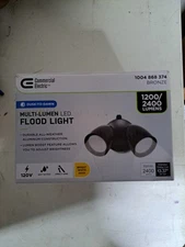 Commercial Electric Dusk to Dawn Lumen Boost Bronze Outdoor Twin Head Flood Lght