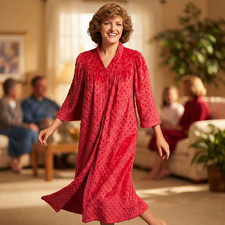 Vintage Womens L Maxi Robe Pink Textured Duster Snap Front Cottagecore Cozy