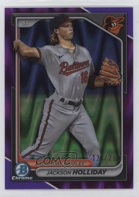 2024 Bowman Purple RayWave Refractor 124/250 Jackson Holliday Rookie RC 15wb