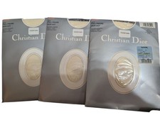 Christian Dior Lot of 3 Dior Dot Sheer Pantyhose 2X Alabaster Sandalfoot NOS