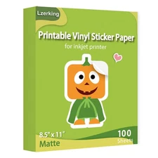 Printable Vinyl Sticker Paper for Inkjet Printer 100 Sheets Matte White Water...