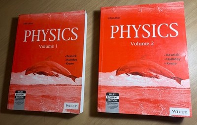 Physics 5th Edition Set Volumes 1 & 2 Resnick Halliday Krane Wiley Set VG+