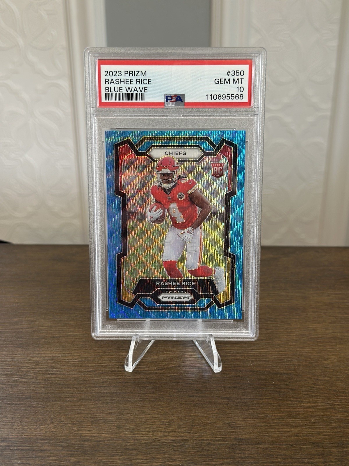 2023 Panini Prizm Rashee Rice #350 Blue Wave Prizm /199 (RC) PSA 10