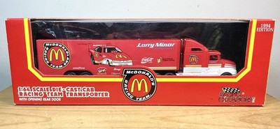 1994 McDonalds Larry Minor 1:64 Scale Die Cast Cab Racing Team Transporter ~ NIB