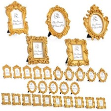 25 Pcs Mini Picture Vintage Frames Tiny Antique Photo Baroque Ornate 50 gold