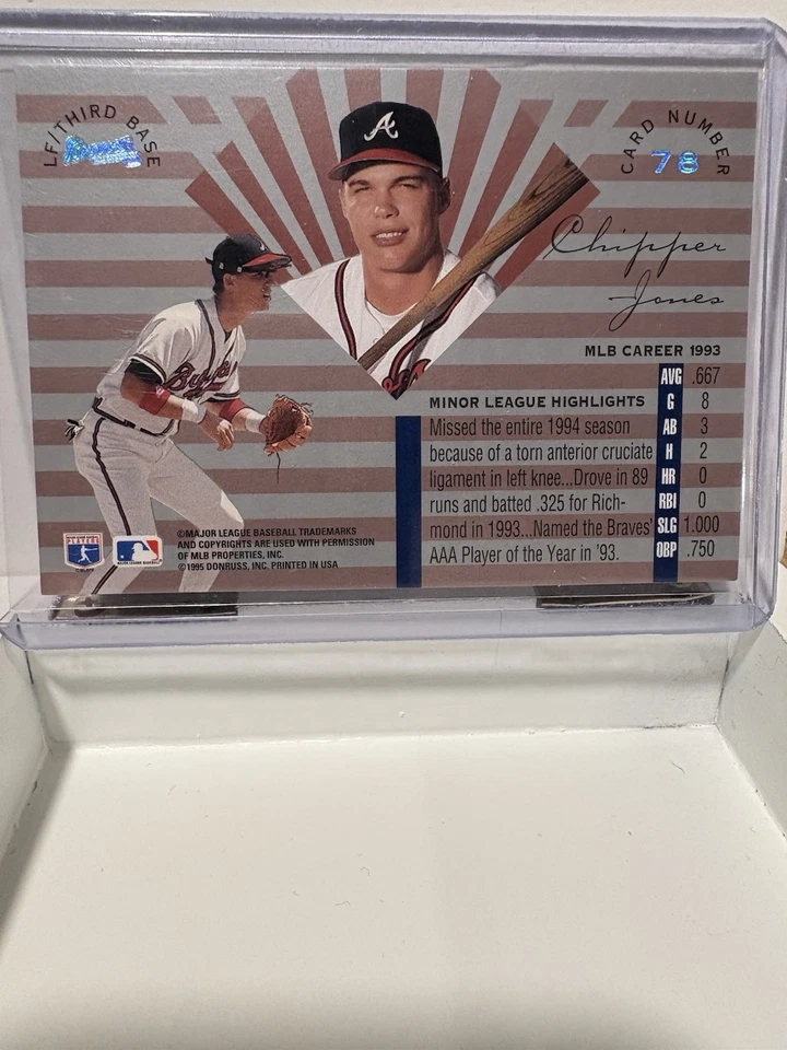 Donruss Leaf Limited 1995 HOFmer Chipper Jones!! Casi nuevo #78 Foto 2 de 2