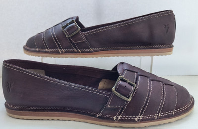 Frye Milly Fisherman Loafers Cognac Leather Flats Women's Size 11
