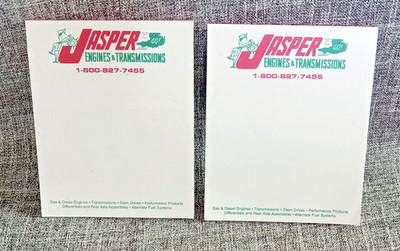 2 Vintage Jasper Engines & Transmissions Advertising Logo Paper Notepads 