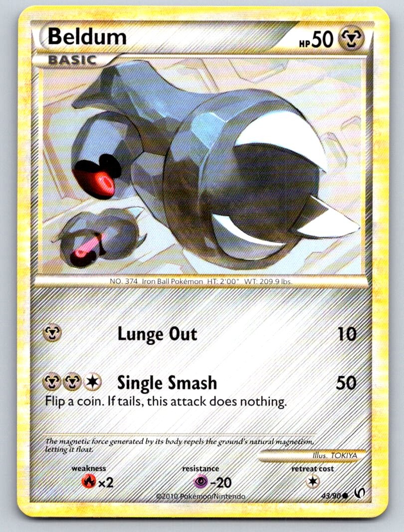 Beldum 43/90 Common HGSS Undaunted Pokemon Lightly Played