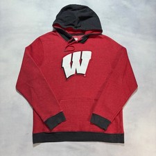 University of Wisconsin Badgers Hoodie Men's Large Sweatshirt Red Gray Retro Y2K