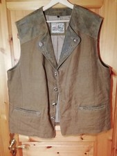 Fantastycznie piękna ludowa kamizelka mieszana skórzana/loden, ciemnobeżowa, rozmiar 56, doskonały stan.!