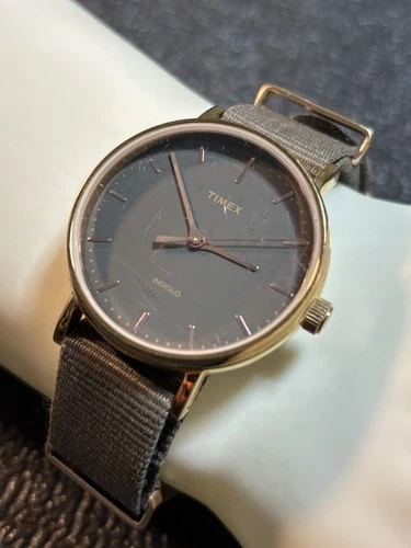 Timex Indiglo Watch Gray And Rose Gold Tone 37mm Wristwatch New Battery