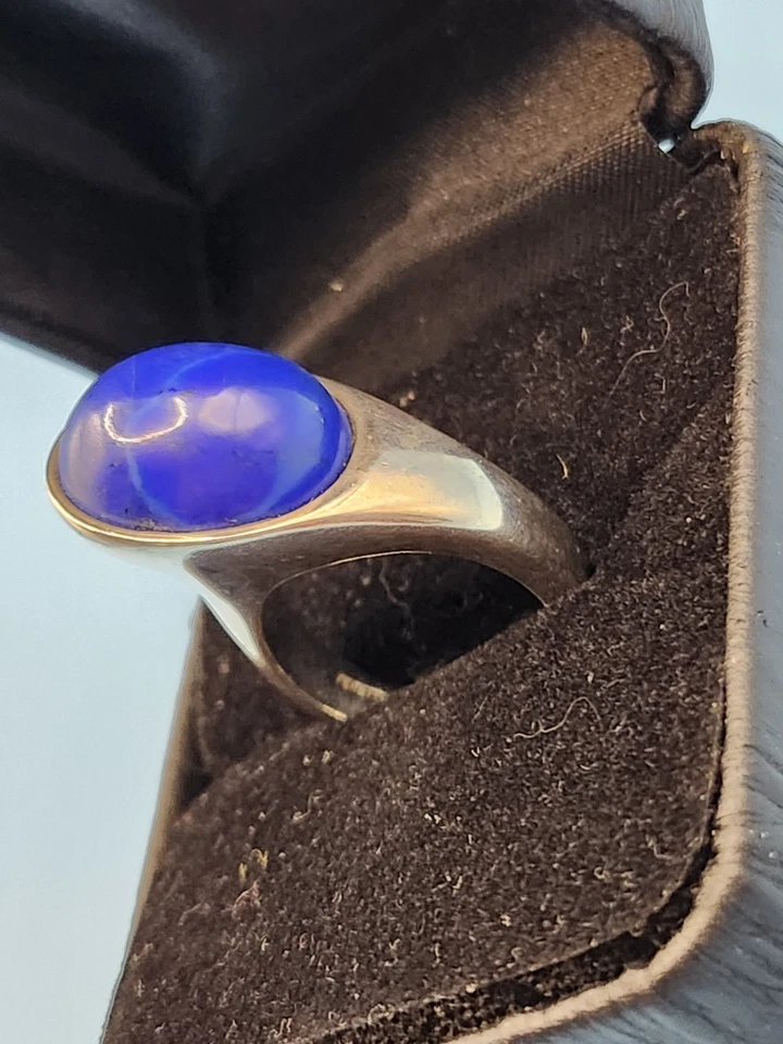 Anillo Cabujón Lapislázuli Abovedado Tiffany & Co Plata Talla 6 Muy Raro Con Caja Foto 3 de 4