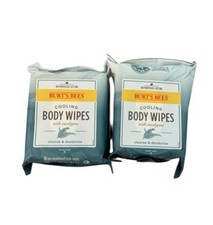 2 New Burt's Bees Cooling Body Wipes with Eucalyptus 30 sheets each