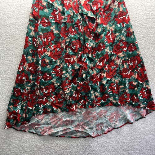 Anthropologie Dress Womens Medium Red Porridge Floral Striped Peep Hem Sun Lit - Picture 2 of 13