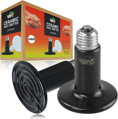 2 Pack LUCKY HERP 150W Ceramic Heat Emitter Reptile Heat Bulbs pets dogs cats