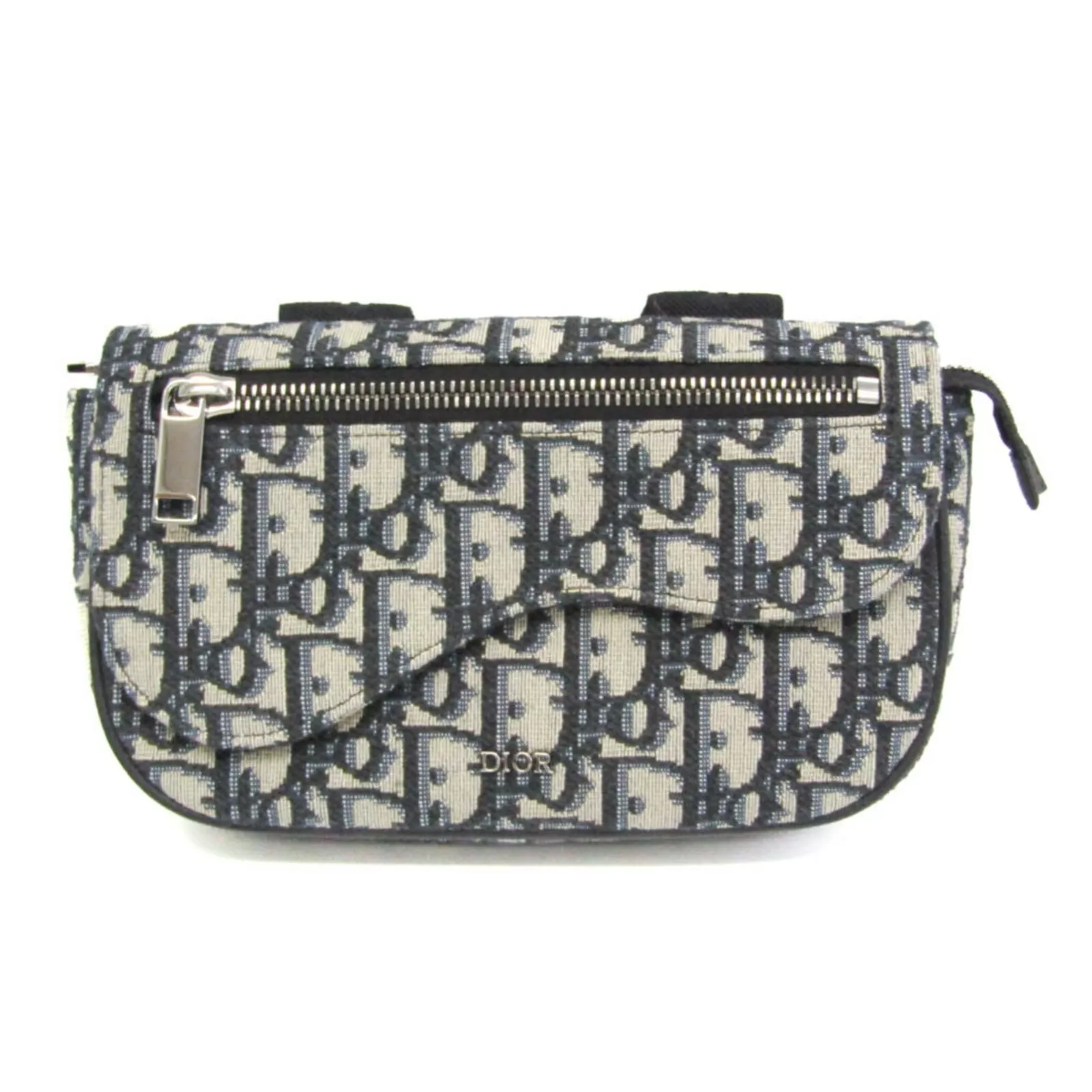 Sac pochette toile oblique Christian Dior second sac bleu marine made in Italy
