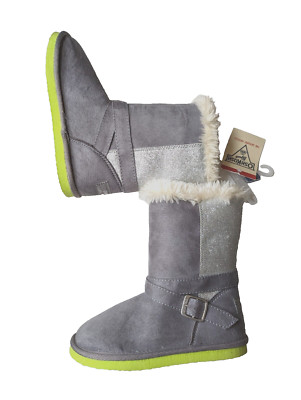 Oshkosh B'gosh Girls Chalet Boot Kids Winter Glitter Buckle Faux Suede Gray 13