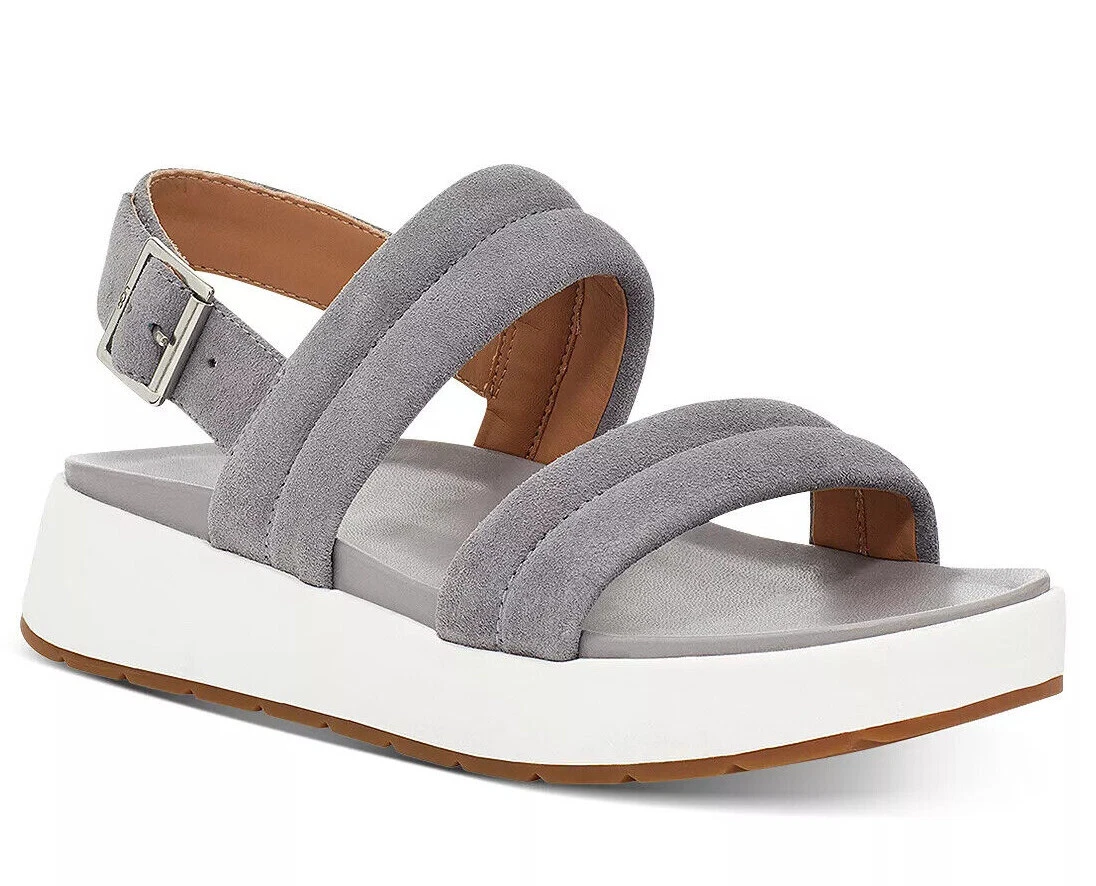Sandali plateau UGG Lynnden pelle scamosciata cinturino punta aperta donna US 6 grigi