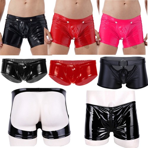 Freebily Mens Leather Zipper Front Shorts Open Back Hollow Out Underwear - Picture 3 of 63