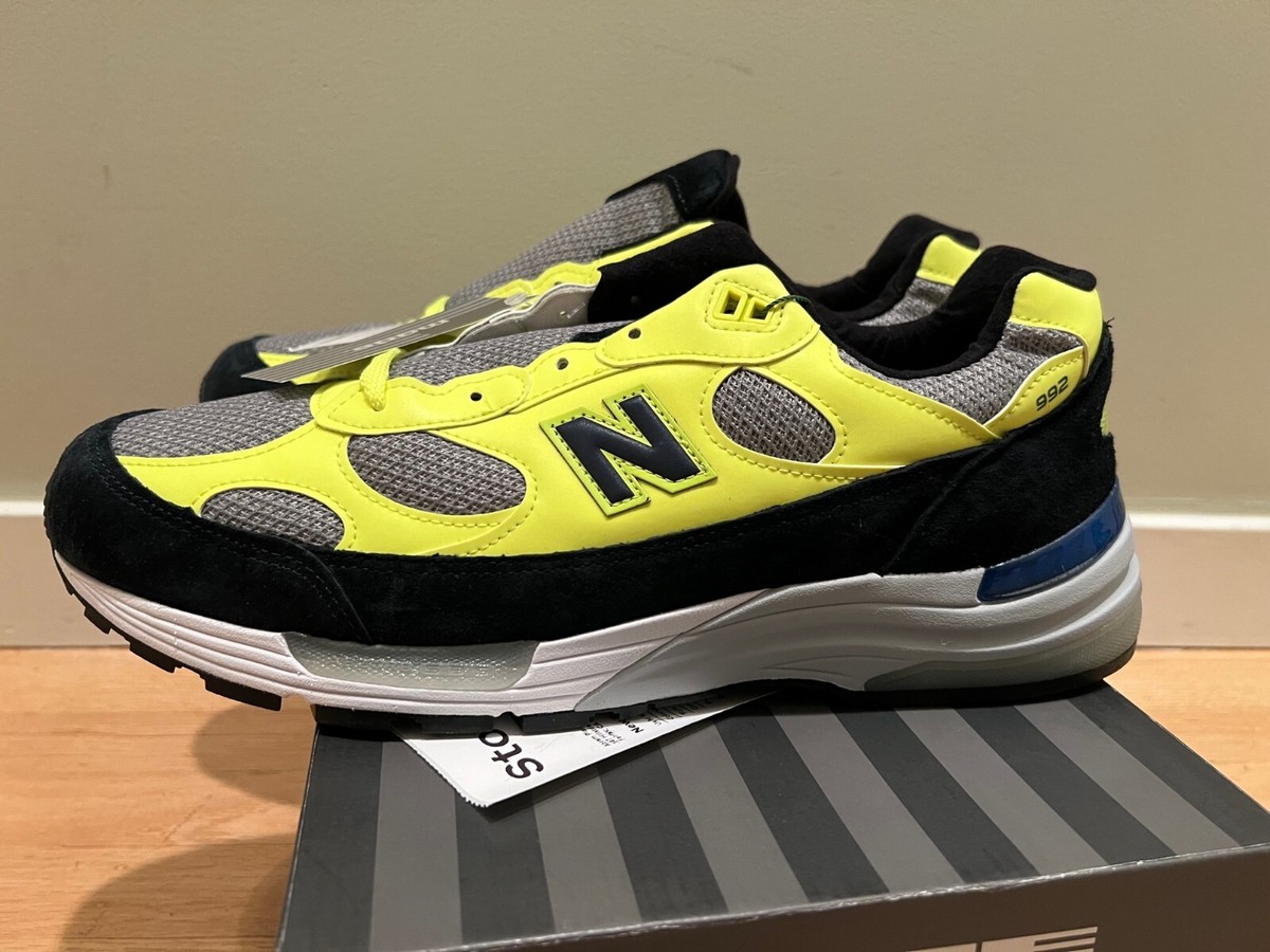 New Balance 992 Black Neon Bright Volt Yellow Grey M992AF Made in 