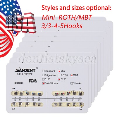 10-100Pack Orthodontic Dental Brackets Braces Mini Roth MBT.022 Slot Hooks 345/3