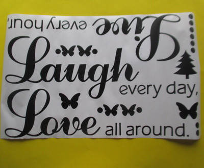 Wall Decals ''Live Every Hour, Laugh Every Day, Love All Around''  - 1 Large Sheet
