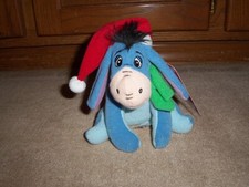 NEW, Eeyore Disney Store Holiday Christmas Winnie the Pooh Santa Plush 6  