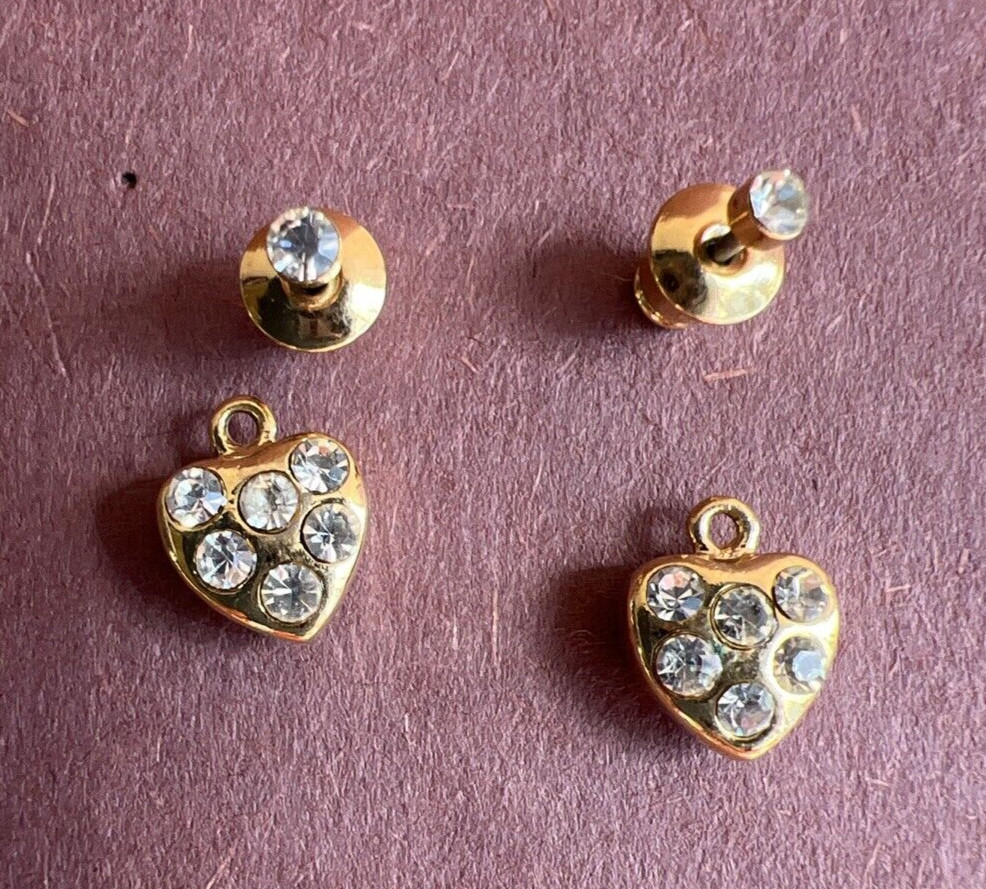 Mini Gold Tone Reversible Interchangeable Heart P… - image 1