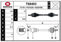 EAI Antriebswelle Vorne Links FüR Ford Fiesta VI Fusion Ju_ Jh_ Jd_ DY T68403