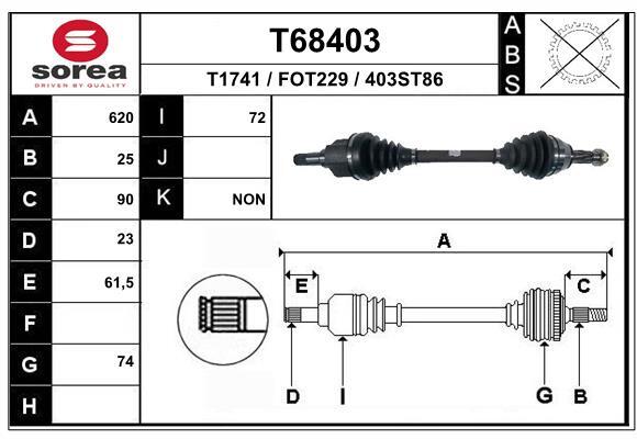 EAI Antriebswelle Vorne Links FüR Ford Fiesta VI Fusion Ju_ Jh_ Jd_ DY T68403-image