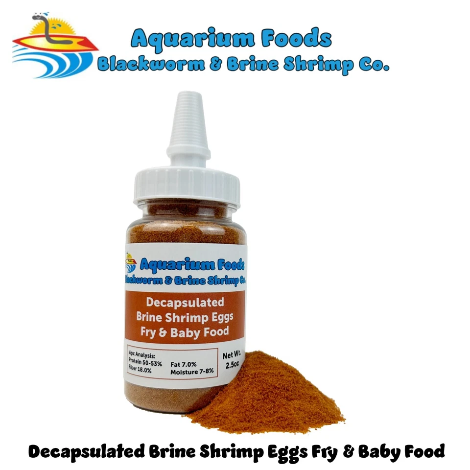 Huevos de camarones en salmuera descapsulados fritos y comida para bebés lista para usar sin eclosión. Botella Foto 2 de 4