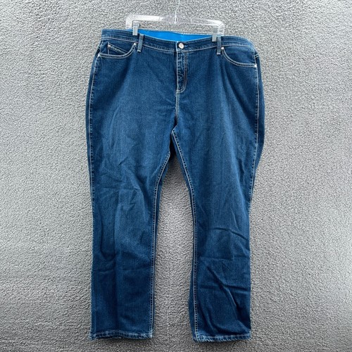 Wrangler Q Baby Jeans Womens Plus 24W X 34 Blue Stretch Denim *