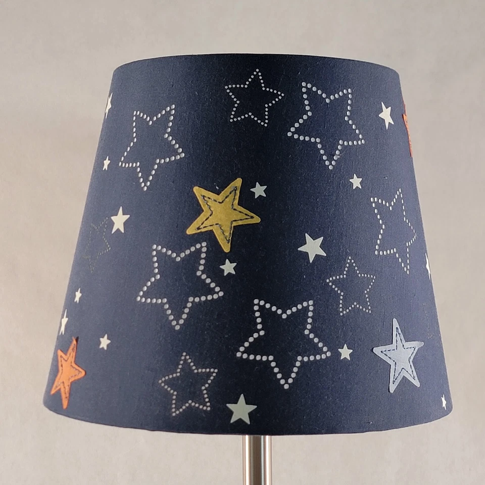 Circo Table Lamp 18 In Tall Blue Star Fabric Shade Metal Base Plug Felt Bottom - Image 3 of 4