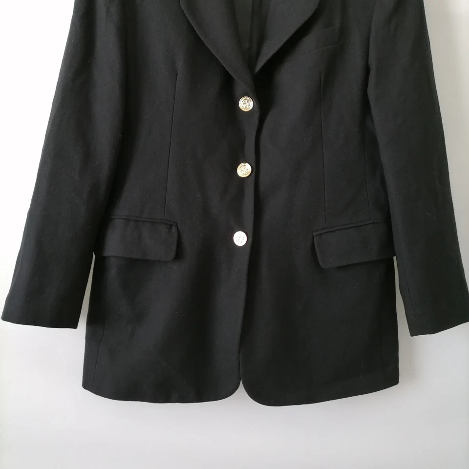 Blazer formal Larry Levine Collection para mujer negro pecho único 3 botones talla 12 Foto 3 de 4