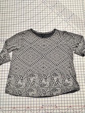 Lucky Brand Top Womens 1X Boho Peasant Pullover Shirt Blue