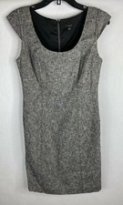 Ann Taylor Womens Dress 2 Gray Sheath Short Sleeve Lined Cotton Blend